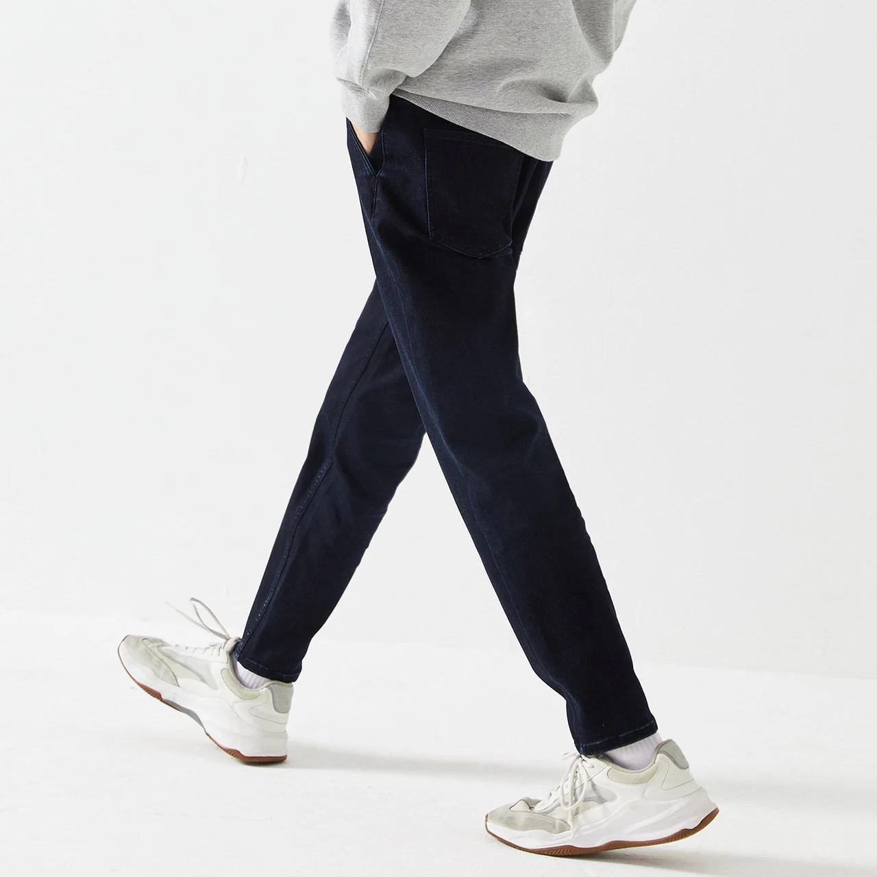 Metersbonwe Men's Straight Winter Jeans Thick Long Warm Denim Trousers Korean Trend Cashmere Casual Traditional Pencil Jeans