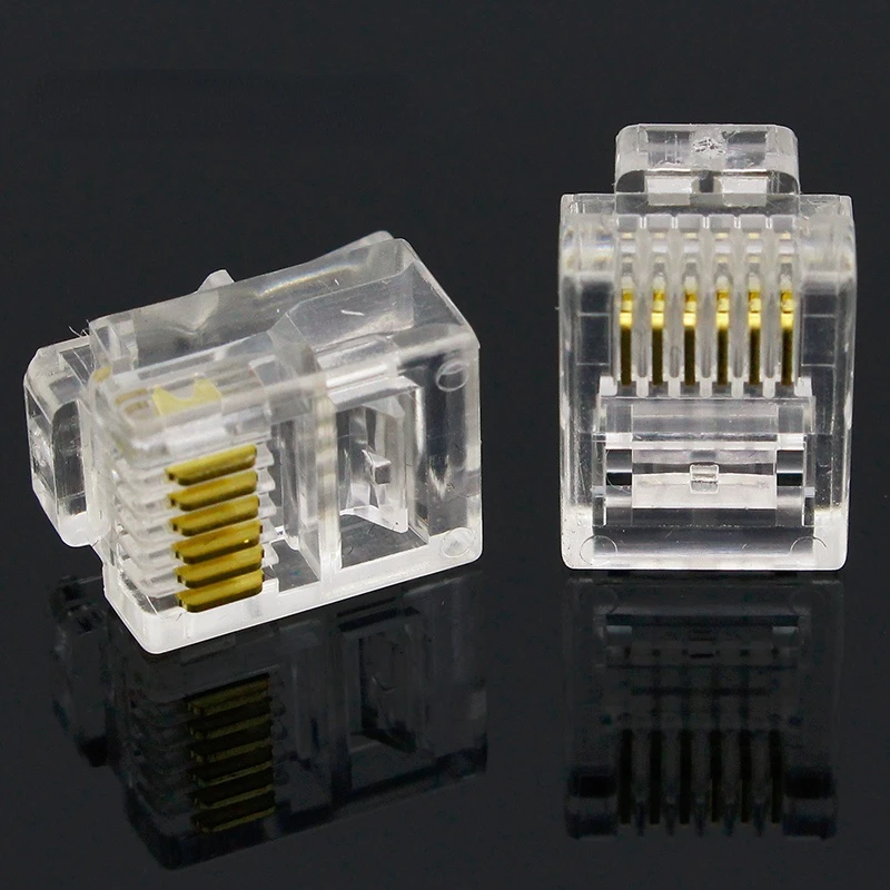 RJ11 6P6C Modular Jack Network Male Plugs, 6 Pin, Telephone Connector