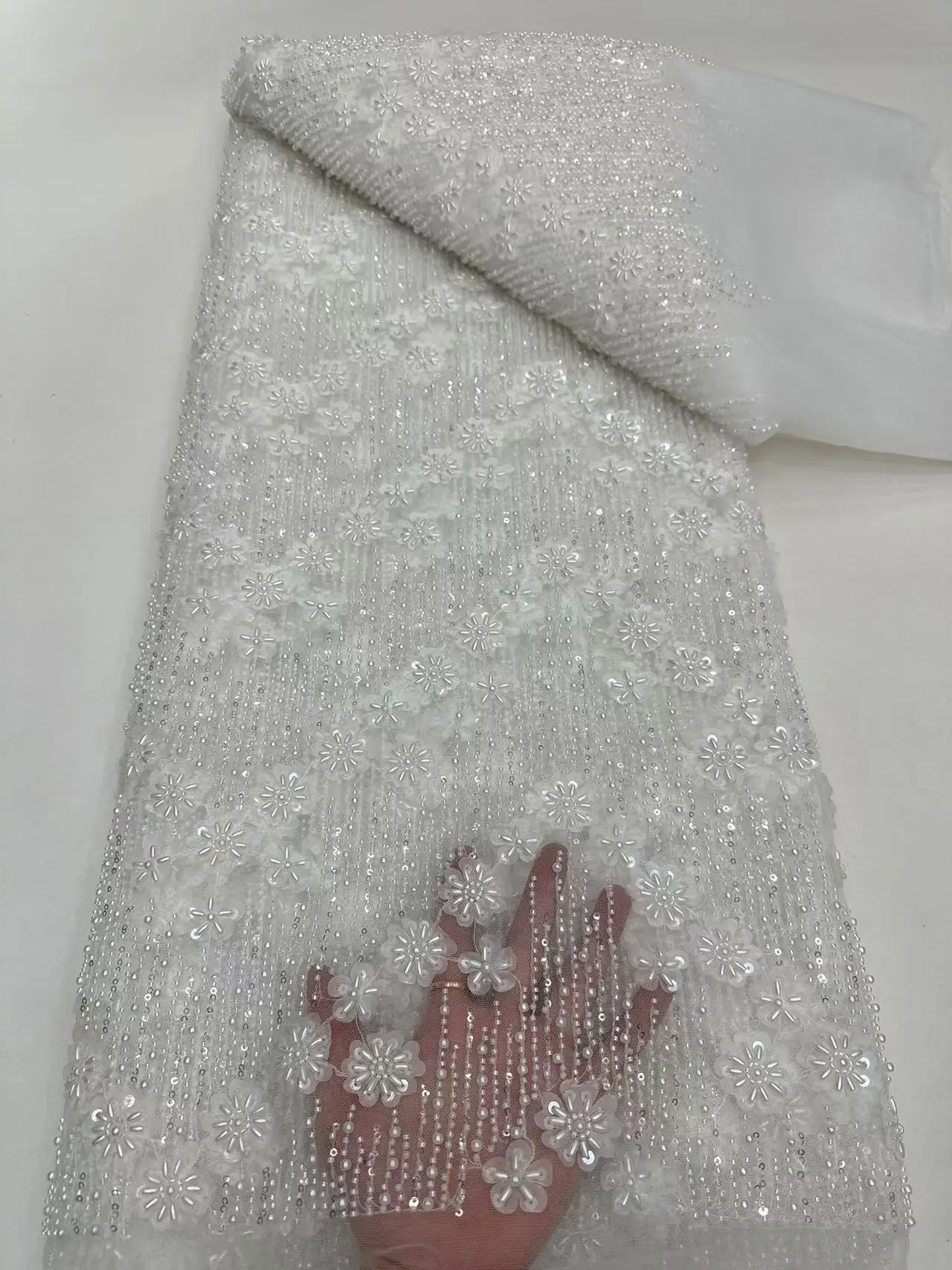 Роскошная африканская кружевная ткань с вышивкой бисером 2024 высококачественная