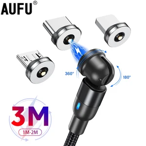aufu magnetic charging cable usb micro type c cable magnet charger nylon braided cord mobile phone cable for iphone samsung free global shipping