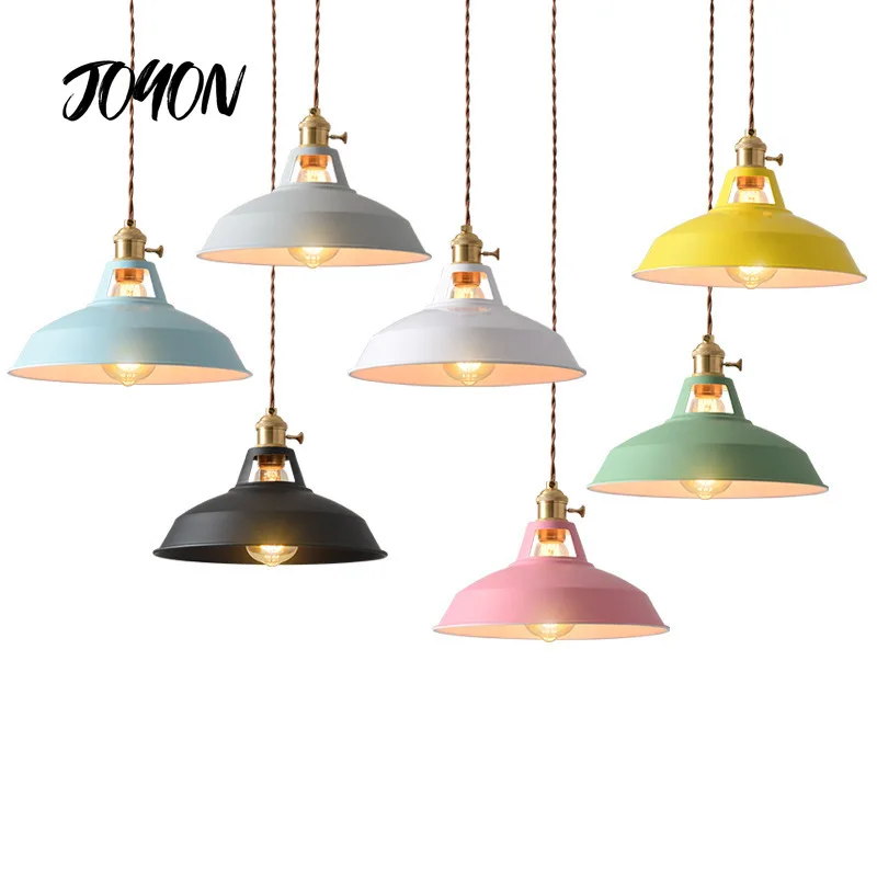 

Vintage Pendant Lights Industrial Style Colorful Restaurant Kitchen Home Lamp Retro Hanging Light Lamp Shade Decorative Lamps
