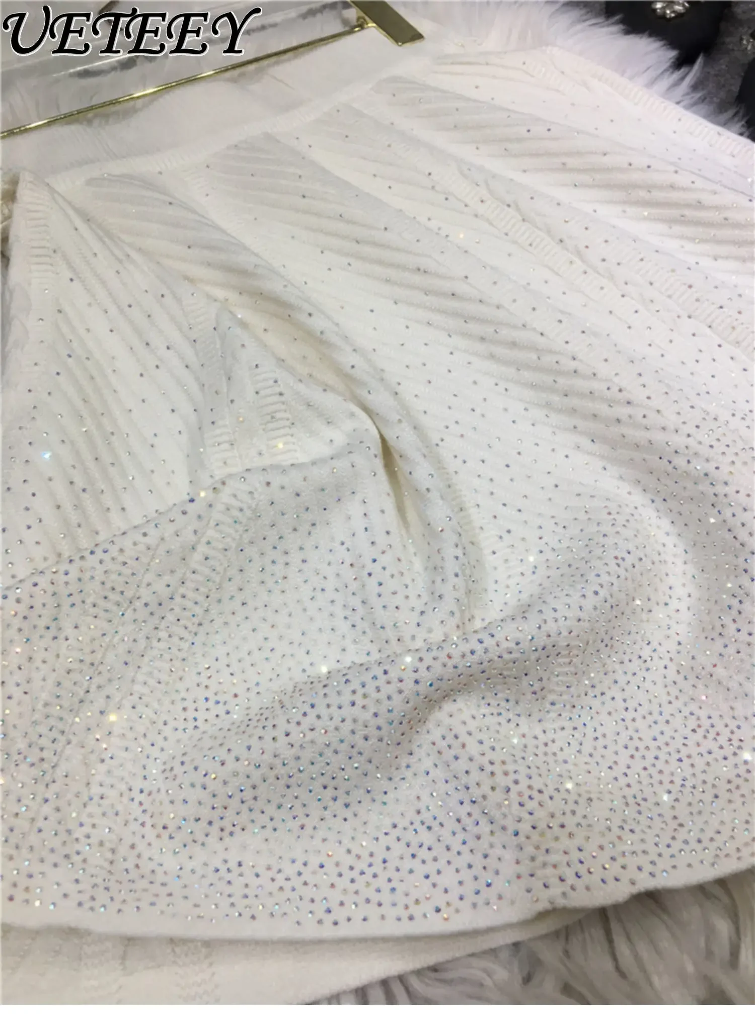 Тяжелая промышленность Hot Diamond Тонкая черная трикотажная юбка с эластичной