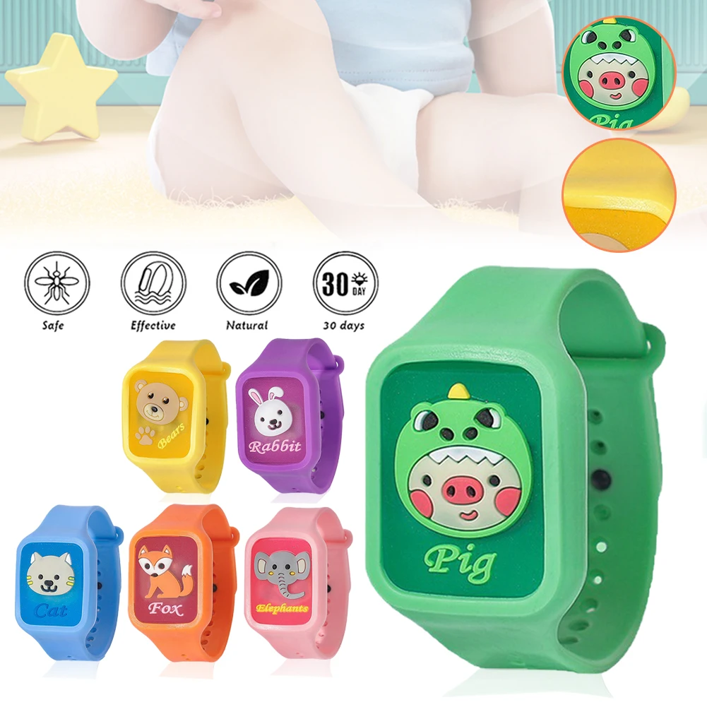 Cartoon Mosquito Repellent children silicone Watch Adjustable Wearable Plant Essential Oil Wristband Killer |