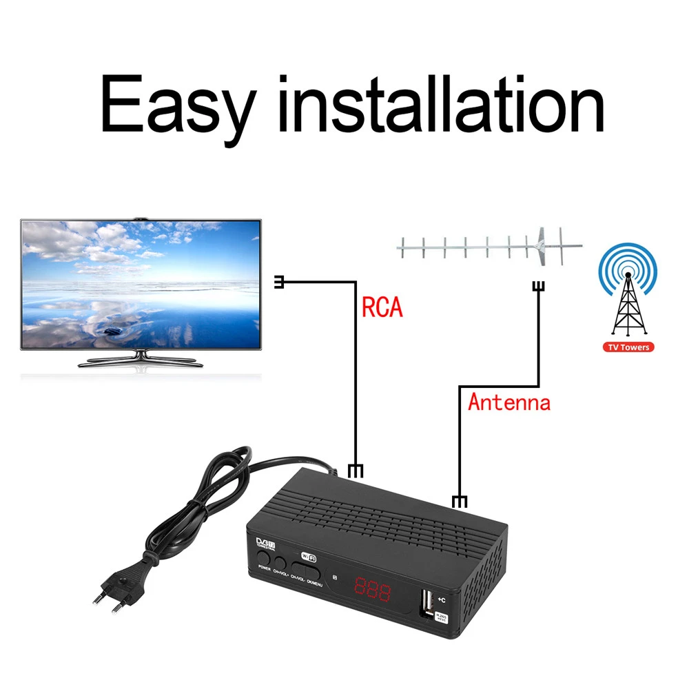 DVB T2 ТВ-тюнер Wi-Fi Бесплатная цифровая ТВ-приставка HD 1080P DVB-T2 тюнер приемник