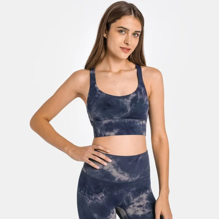 

2022 Spring and Summer New Double Shoulder Strap Shockproof Sports Underwear Women Gather Breathable Hem Yoga Sports Bra