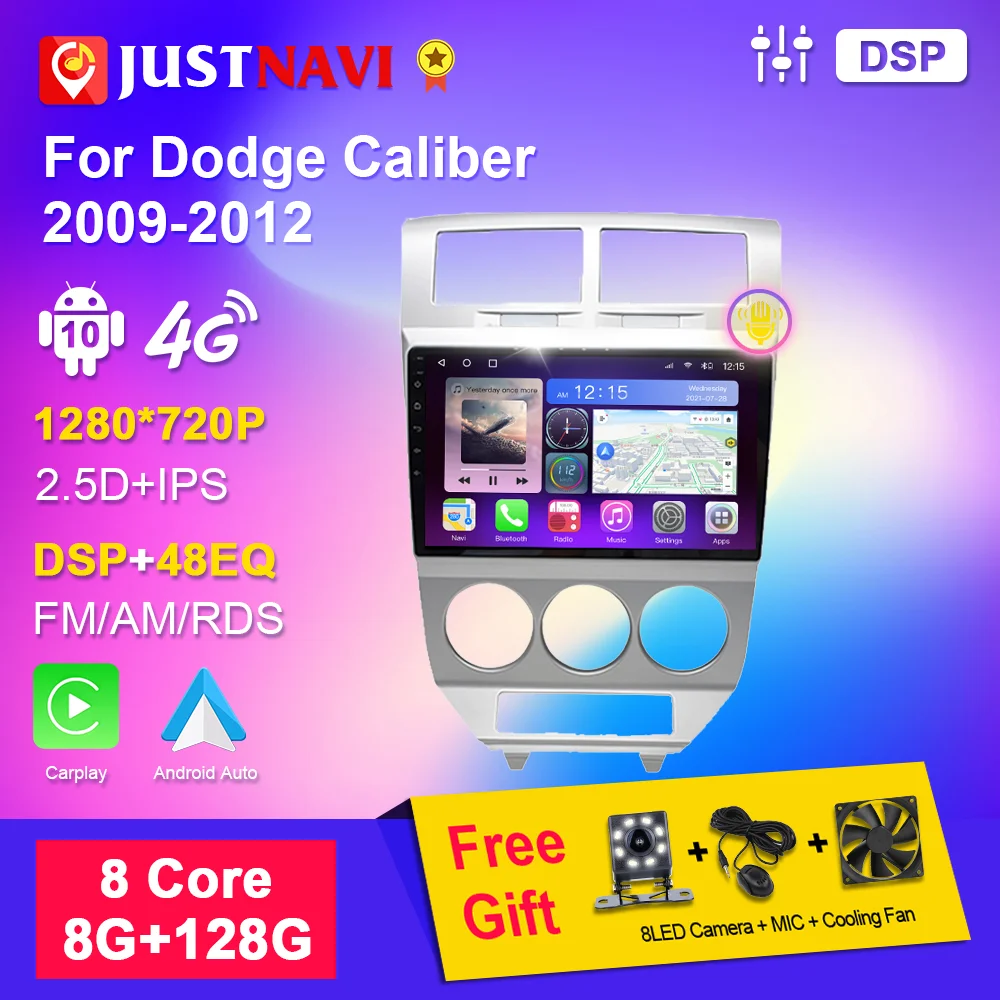 

JUSTNAVI Radio For Dodge Caliber 2009-2012 Android 10 Multimedia player GPS Auto Navigation 8G+128G IPS Touch screen Autoradio