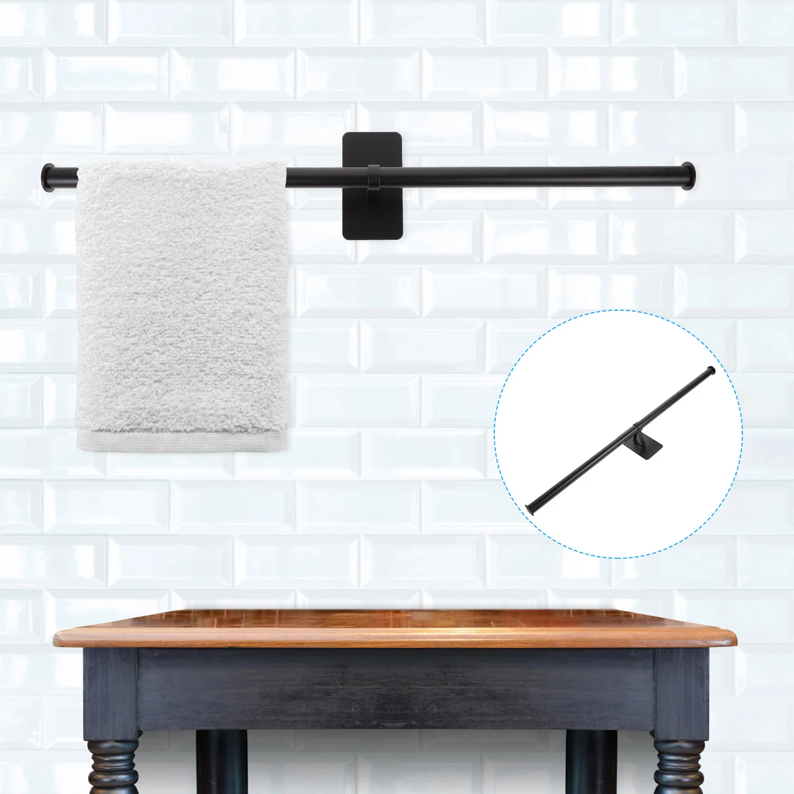 

Towel Bathroom Bar Rack Racks Wall Holder Holders Kitchen Hanger Mounted Metal Hand Set Door Mount Wash Cloth Shower Black