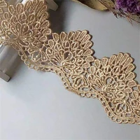 2 yards soluble glod polyester flower embroidered lace trim ribbon fabric sewing supplies craft decor diy handmade materials