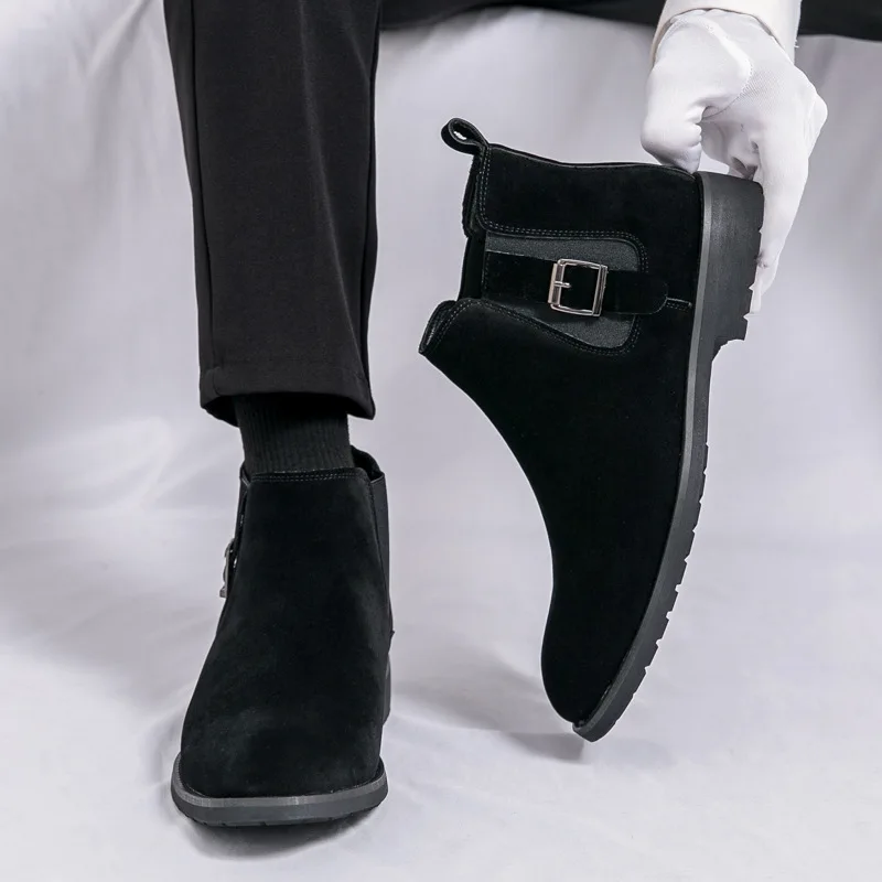 Лидер продаж 2024 замшевые мужские ботинки с пряжкой большие размеры 38–46