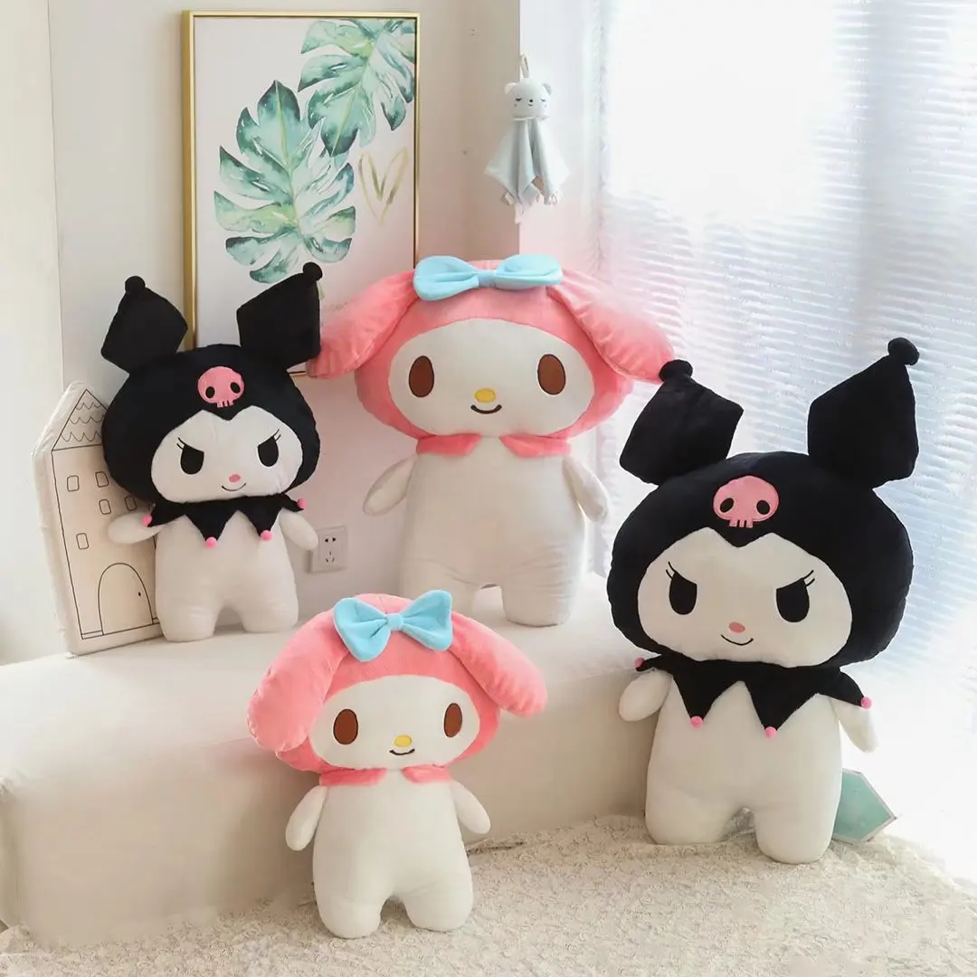 Плюшевая игрушка Melody Kuromi размер Queen 80 см милая аниме Sanrio мягкая Изысканная