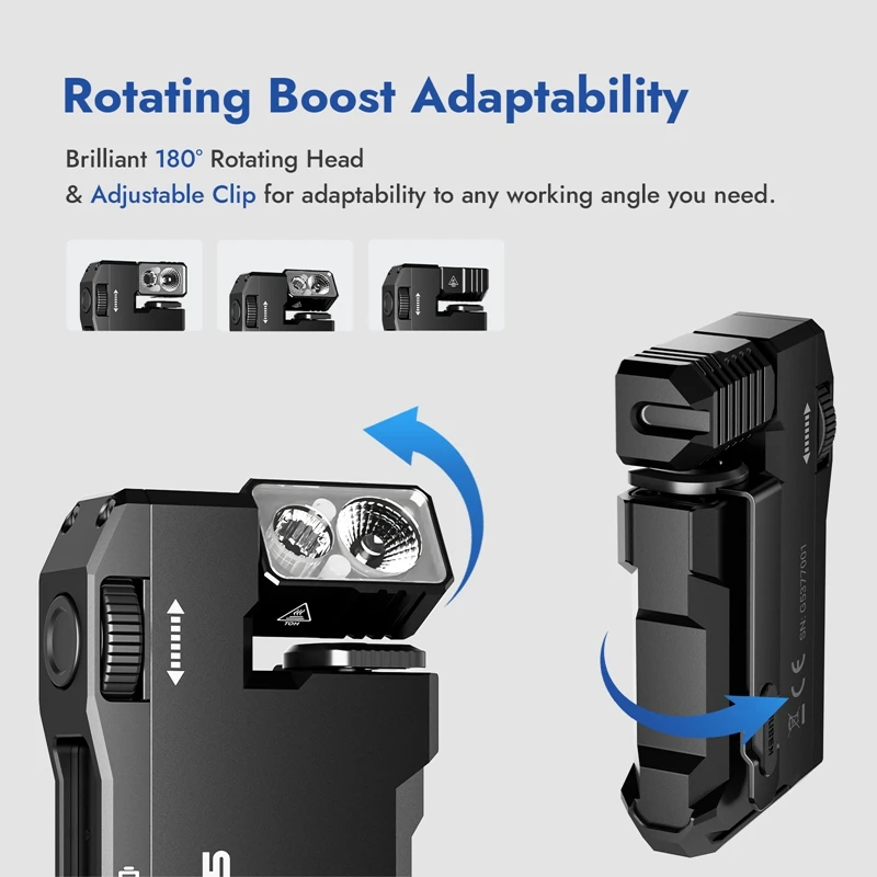 Фото WUBEN G5 Mini EDC Light Портативный карманный фонарик 400 люмен Водонепроницаемый магнитный хвост 52 г Сверхлегкий 180 °   Вращающаяся головка №2