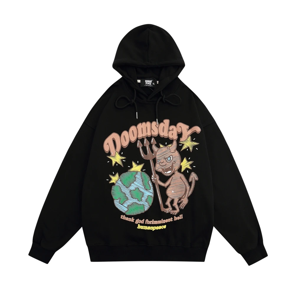 

Funny Cartoon Devil Graphic Hoodie 2022 Men Streetwear Hoodie Sweatshirt Hip Hop Harajuku Hooded Pullover Sweat Shirt Hipster