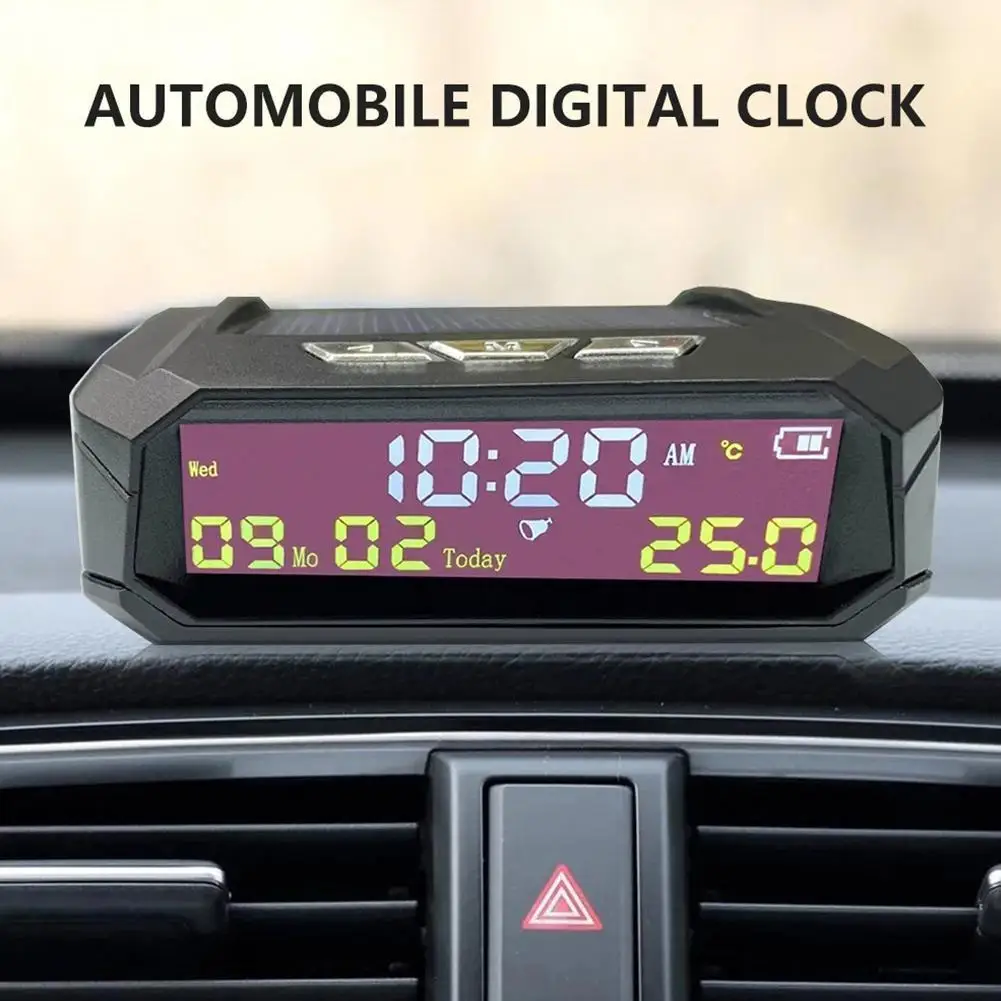 

TPMS Look Solar Car Digital Clock with LCD Time Date In-Car Temperature Display Auto Interior Accessories