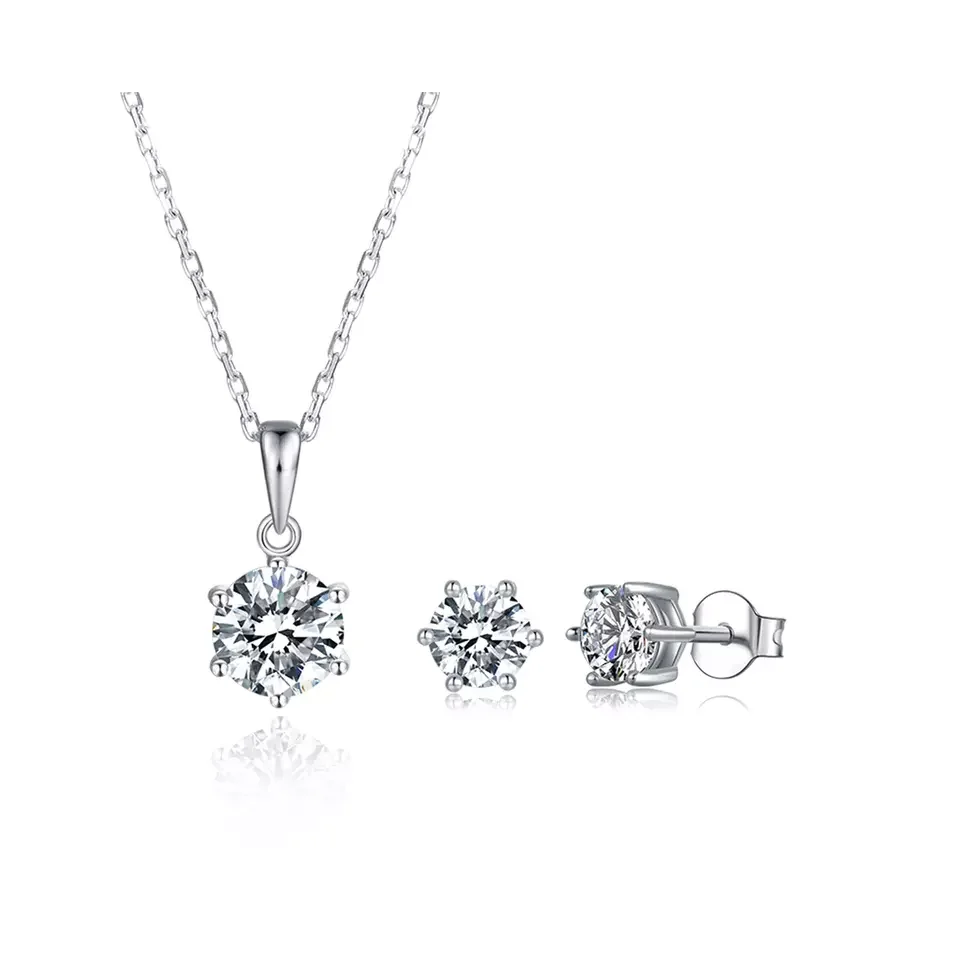 

Anster Fine Jewelry High Quality Sterling Silver 925 Moissanite Diamond Set 6 Claw Wedding Gifts for Women