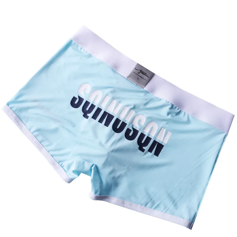 3 Pcs Summer Ice Silk Men's Panties Low Waist Thin Section Shorts Fitted and Comfortable Boxers Fashion Print Underwear