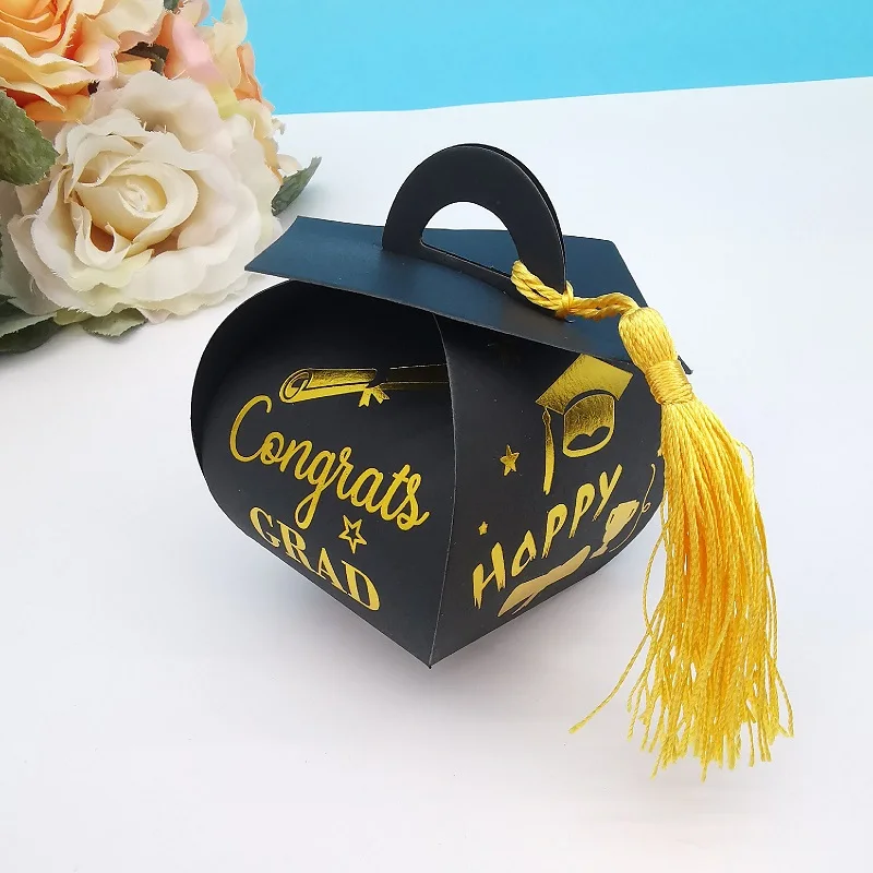 

Graduation Candy Boxes Class of 2023 Congrats Grad Cap Shaped Favor Box with Tassels for 2023 Grad Gifts Ceremony Party Decor