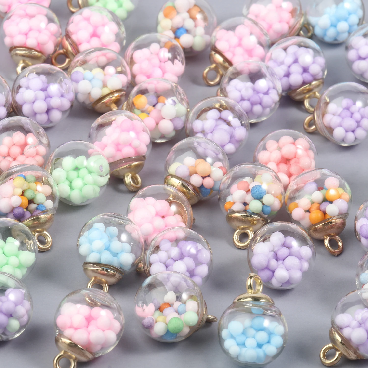 New 20pcs/lot 21x16mm Bubble Foam Transparent Glass Ball Charms Pendant Crafts for Jewelry Making Findings DIY Earrings Necklace |