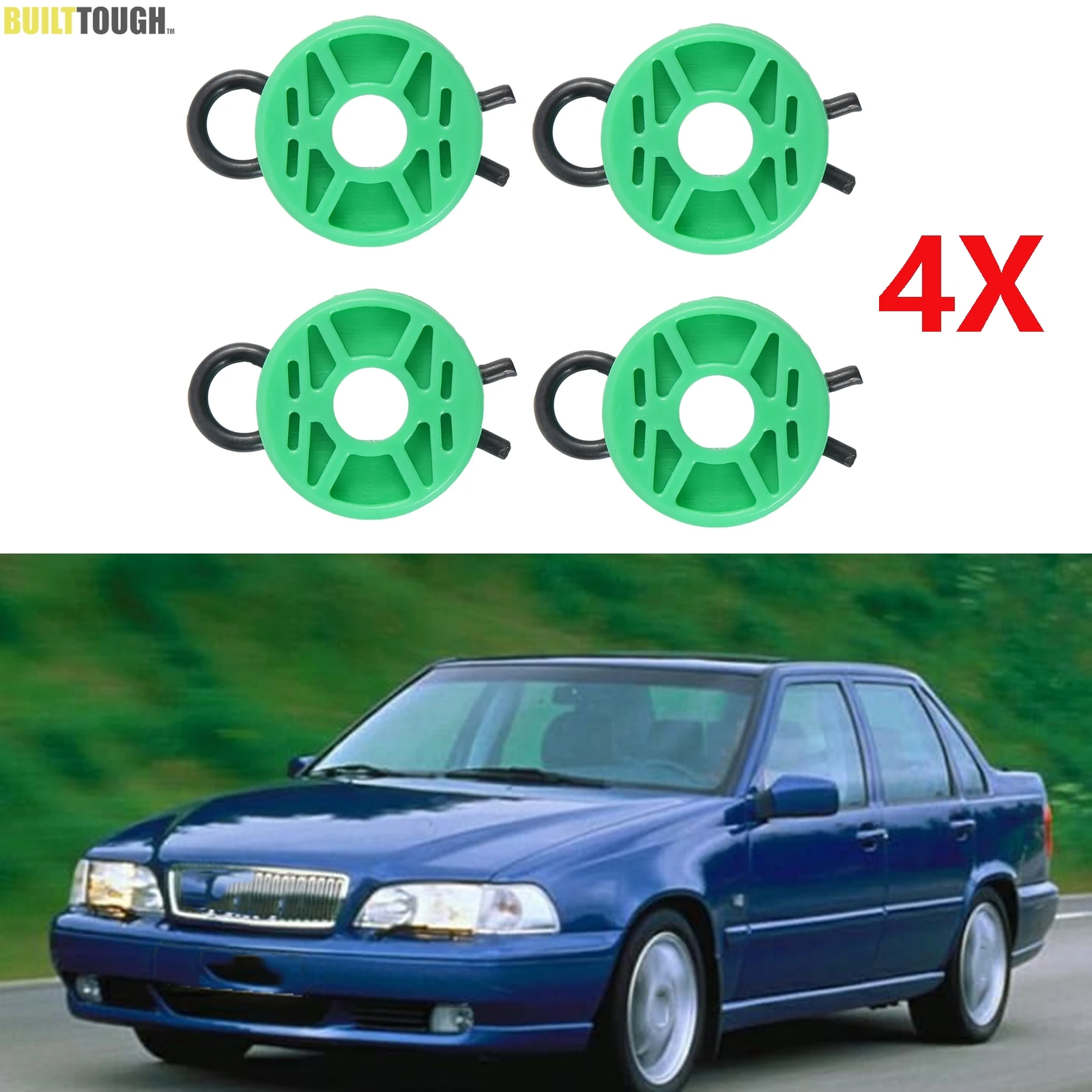 

4X для Volvo 850 1993-1999 S70 V70 1998-2000 гг. Передний зеленый регулятор стеклоподъемника, направляющие ролики, зажимы, автомобильные товары 4493433