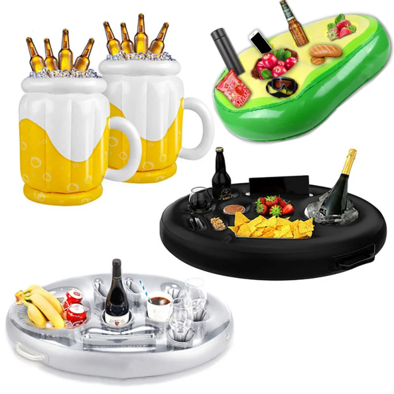 

Swimming Party Bucket Cup Holder Inflatable Pool Float Beer Drink Cooler Table Bar Tray Pool Accessories for Beach Family Party