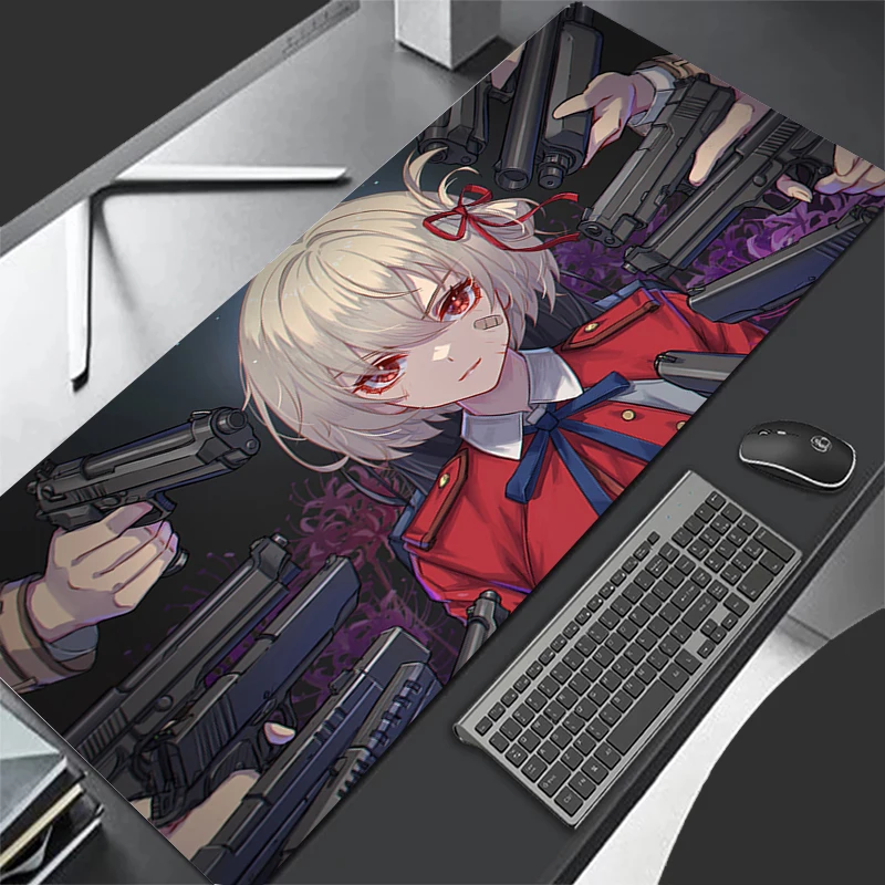 Большой коврик для мыши Lycoris Recoil Anime Girl Kawaii 800x400, прочный резиновый игровой коврик для мыши для ноутбука и офиса
