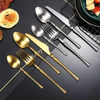 high quality 304 stainless steel matte tableware thicken handle steak knife coffee spoon dessert fork teaspoon kitchen cutlery