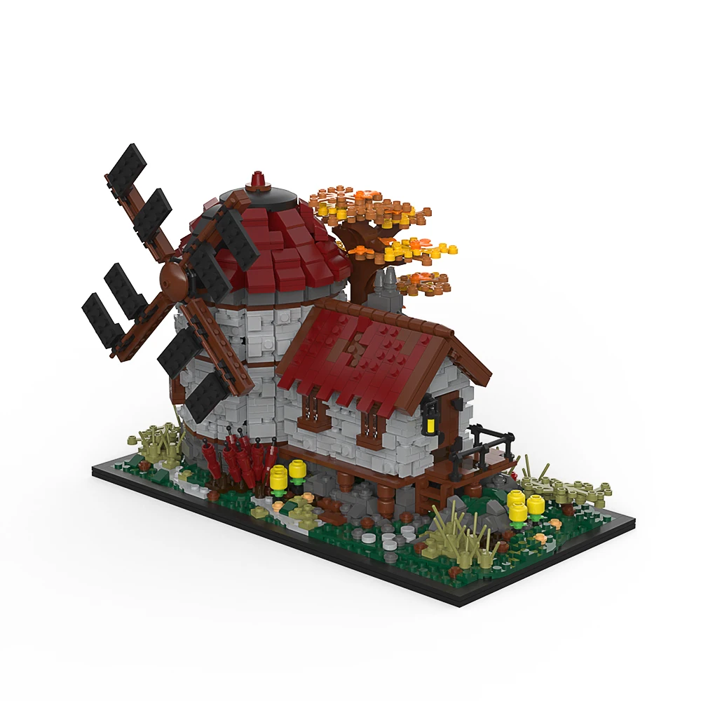 

MOC-58912 Medieval Windmill Town Farm Building Blocks Compatible 21318 Treehoused Model DIY Education Kids Toy Gift