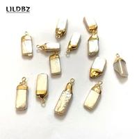 natural pearl pendant 12 25mm rectangle bound pearl pendant charm jewelry diy bracelet necklace pendant jewelry accessories