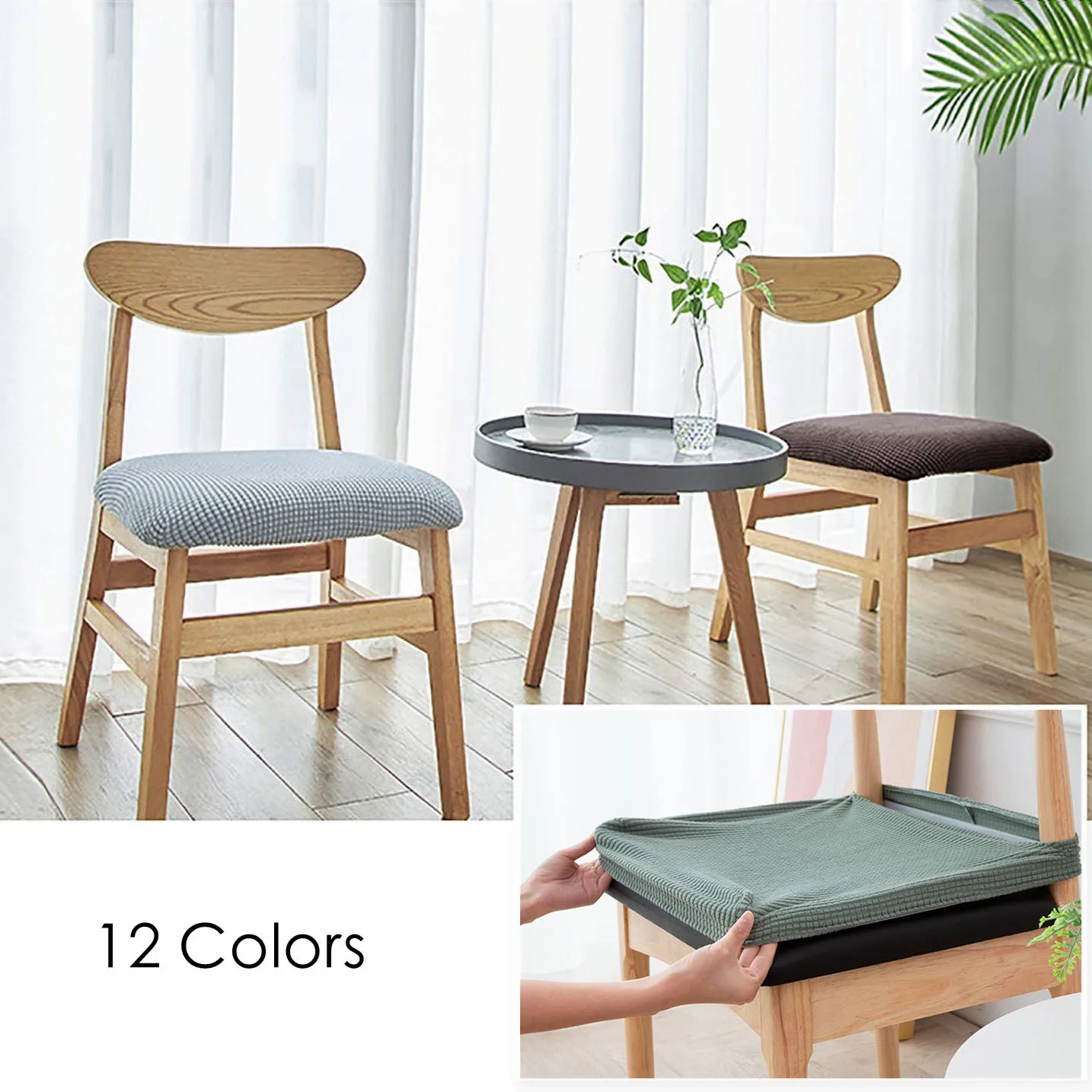 

Dining Room Chair Seat Slipcovers Set Chair Covers Stretch Jacquard Parsons Washable Removable Chair Protector for Home Kitchen