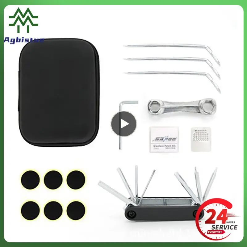 

MTB Mountain Bike Tire Lever Remover Rod 5 Angle Wrench Bicycle Tire Patch Rubber Puncture Tire Tape Bicycle Repair Kit Tools