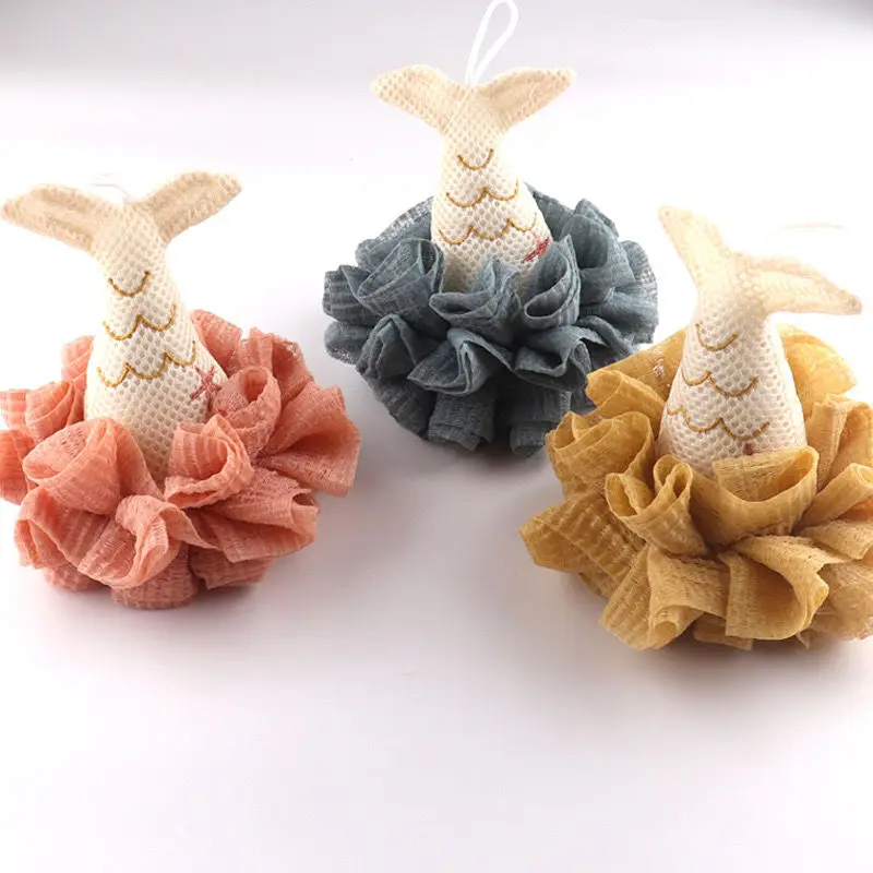 

Korean mermaid wash bath ball take candy color personal clean flower bath foam bath brush