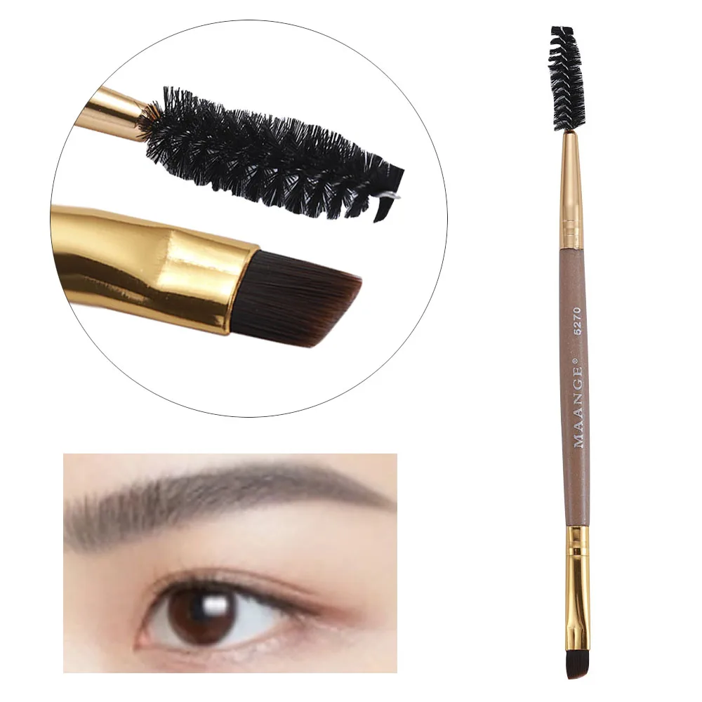 

1 Pcs Synthetic Hair Eye Brow Makeup Kit Brown Double Ended Eyebrow Inclined Flat Angled Brush Eyeliner Eyeshadow Cosmetic Tools