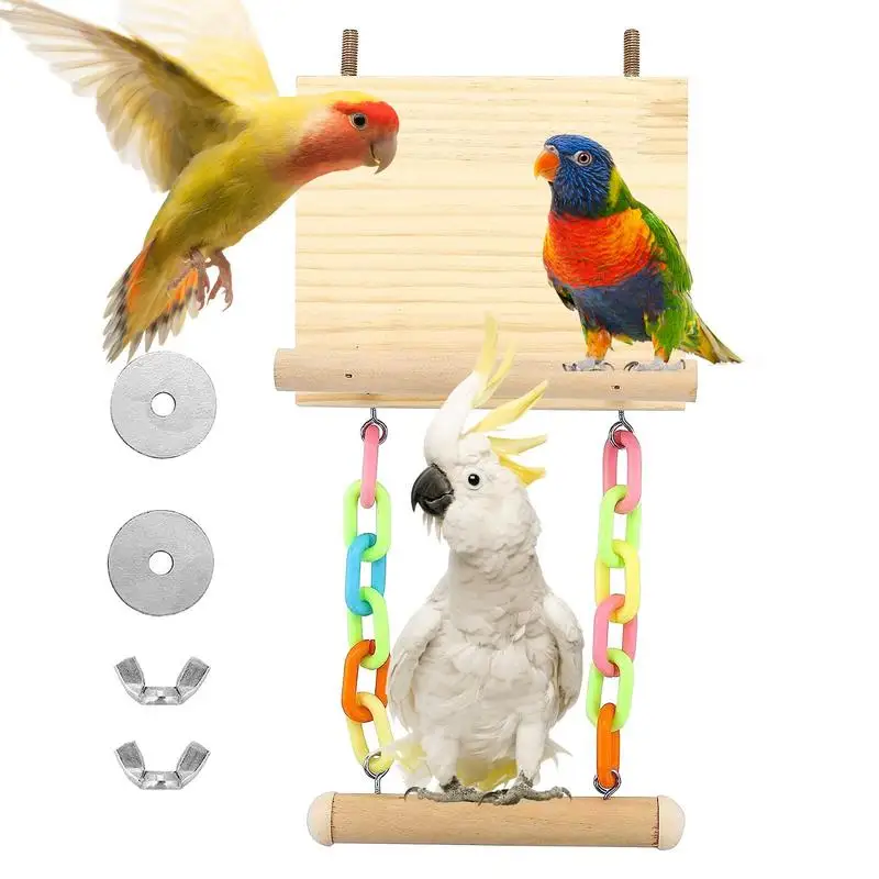 

Parrot Swing Parrot Perch Wooden Rest Place Birds Toys Cage Accessories For Conures Parakeets Parrots Cockatiels Budgies