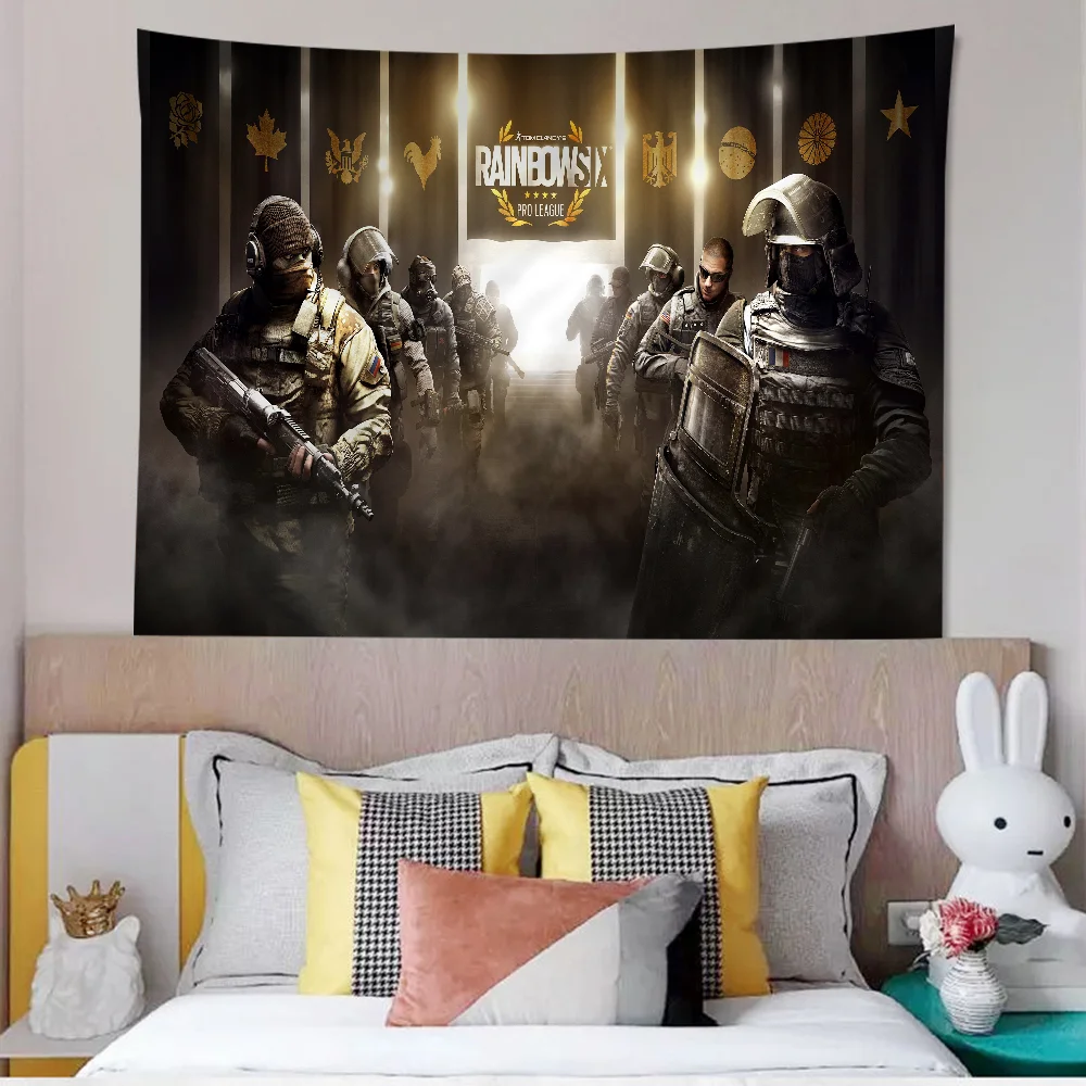 Game R-RainbowS-Sixs Tom C-Clancy Tapestry Art Printing Japanese Wall Anime Hanging Home Decor