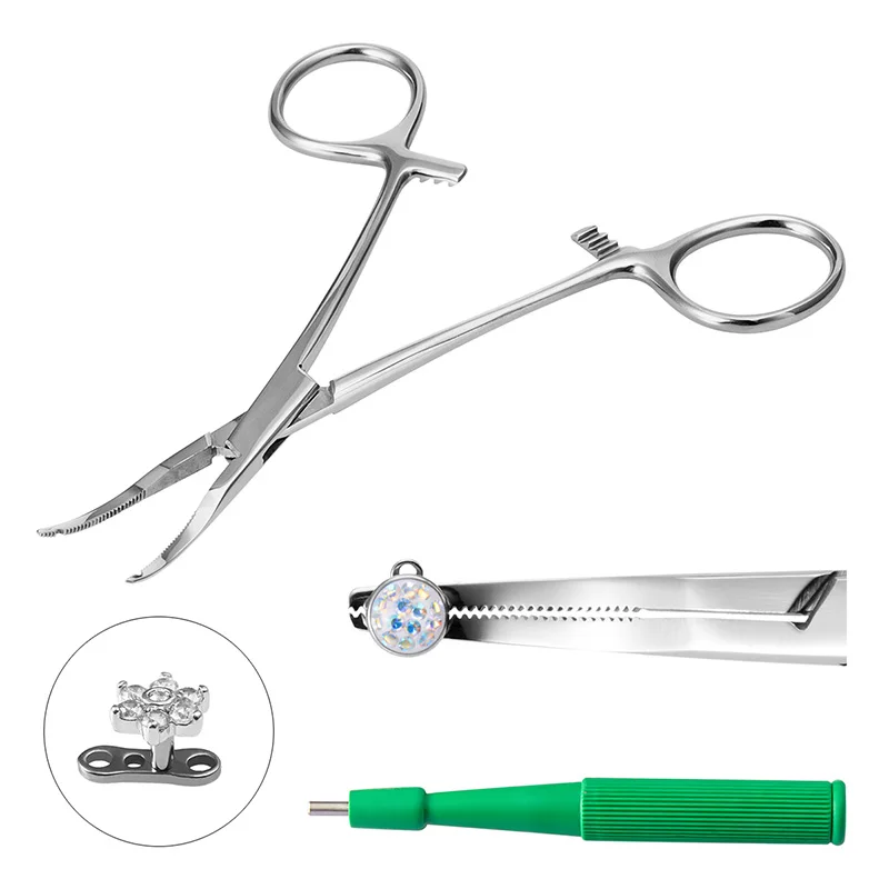 Sterilized Disposable Biopsy Dermal Anchor Puncher for Skin Surgical Steel Holding Pliers Professional Body Piercing Tool Forcep