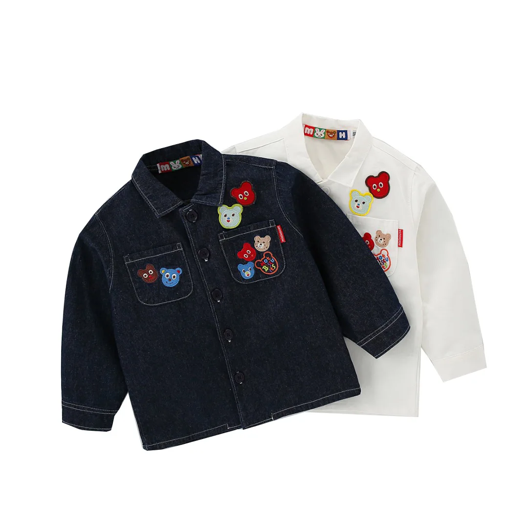 

Japanese Kids Miki 2022 Long Sleeve Foreign Boy Cute Cartoon Denim Shirt Fashion Autumn Wear