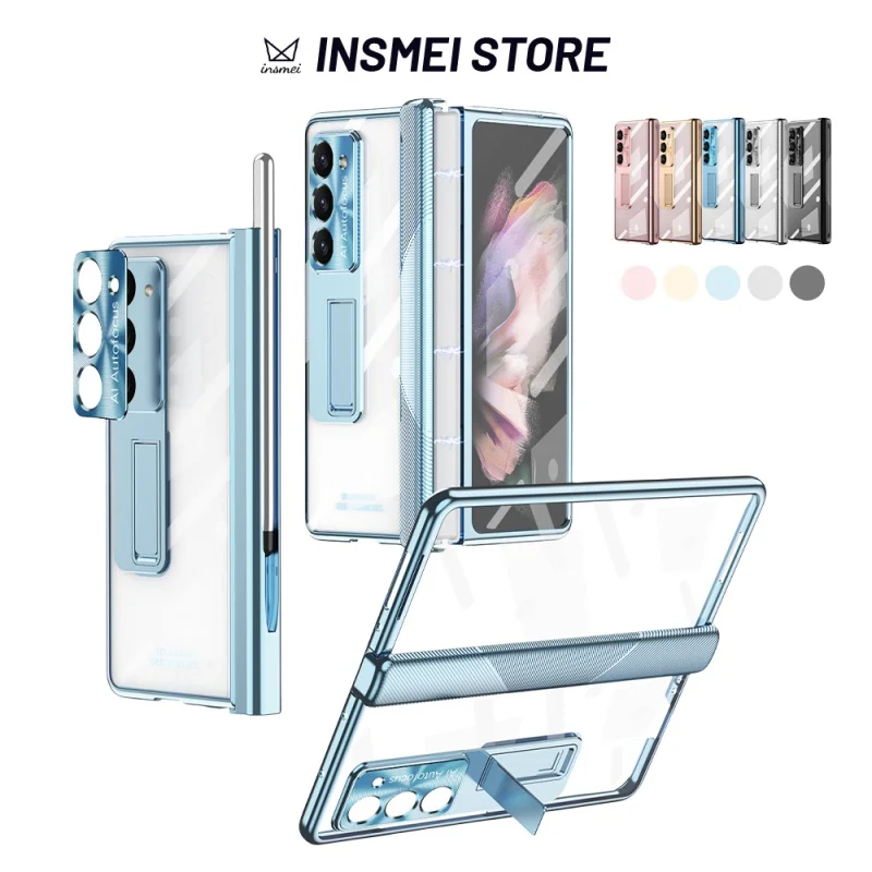 

ForSamsung Galaxy Z Fold 5 4 3 Case, with [Tempered Glass Screen] [Camera Lens Protector] [S Pen] Magnetic Kickstand Cover, BE