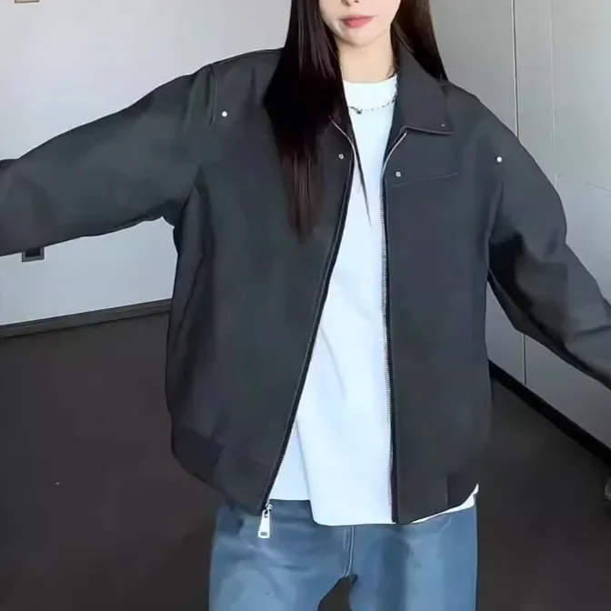 Коричневая кофейная кожаная куртка Майяра мужская весенняя сезонная винтажная