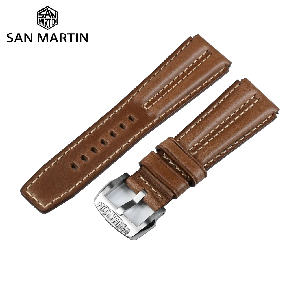 

Запчасти для часов San Martin кожаный ремешок 22 мм TUNA 003 аксессуары для часов Ремешок Пряжка из нержавеющей стали