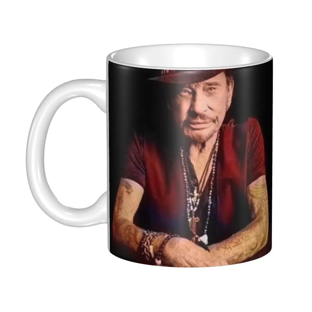 

Personalized Johnny Hallyday Mugs DIY French Rock Singer Ceramic Tea Milk Coffee Cups Outdoor Work Camping Cup