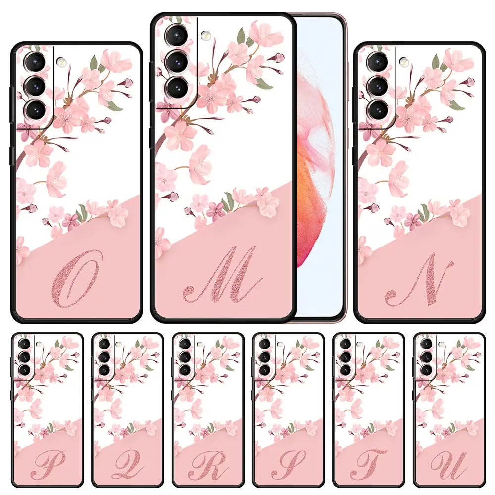 

Flower Letter Pink Fashion Initial R S Funda For Samsung Galaxy S20 S22 S21 S10 S8 S9 Plus Note 20 Ultra 10 Plus Phone Cases