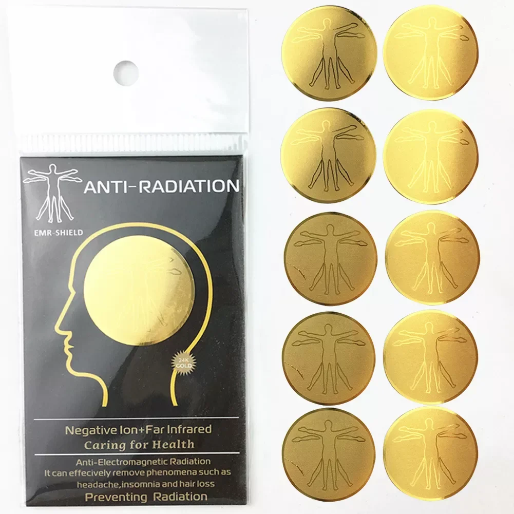 

10pcs Protector Sticker Laptop Mobile Phone 24k Gold Plating Universal Electronic Devices Anti Radiation Back Flim EMF Paster