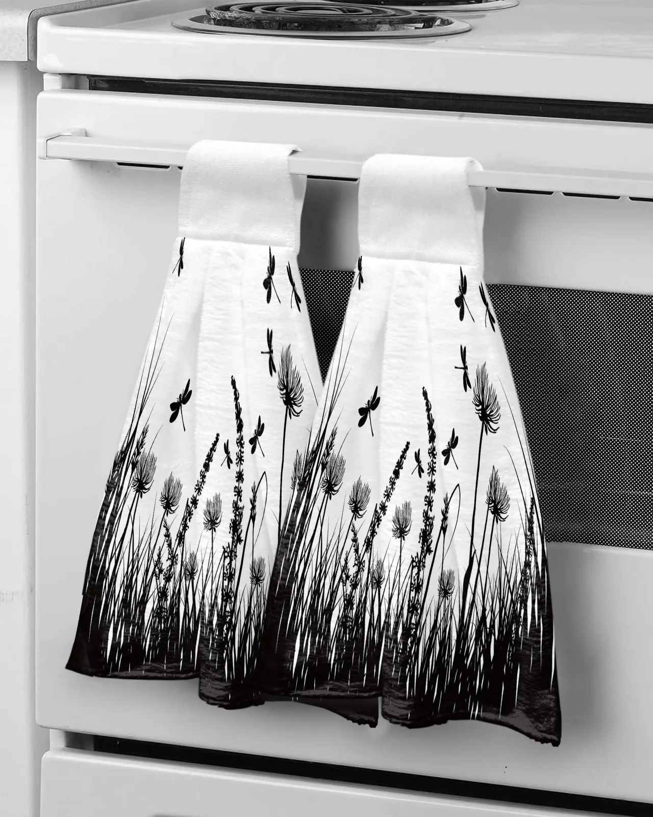 

Черный цветок трава Стрекоза впитывающие полотенца-носовой платок кухонная посуда чистящее полотенце