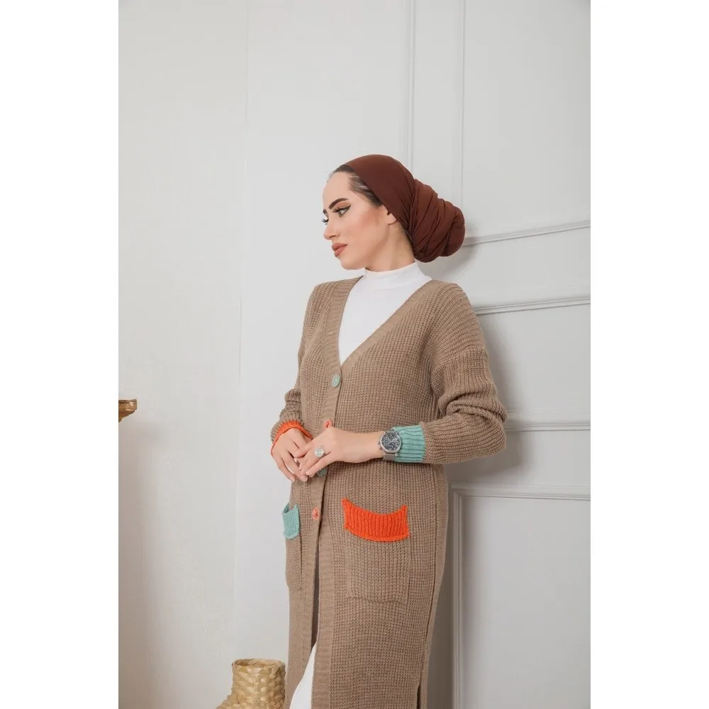 

Длинный кардиган Dorlie с цветными пуговицами, норковый