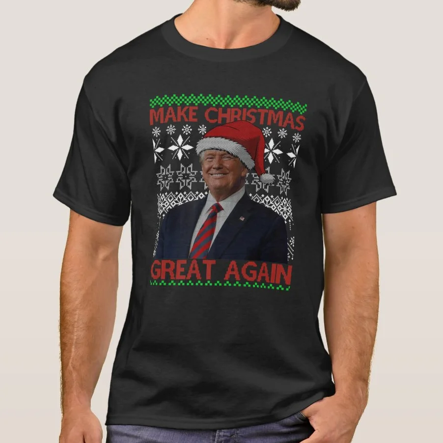 

Make Christmas Great Again Santa Trump Family Ugly T-Shirt. Premium Cotton Short Sleeve O-Neck Mens T Shirt New S-3XL