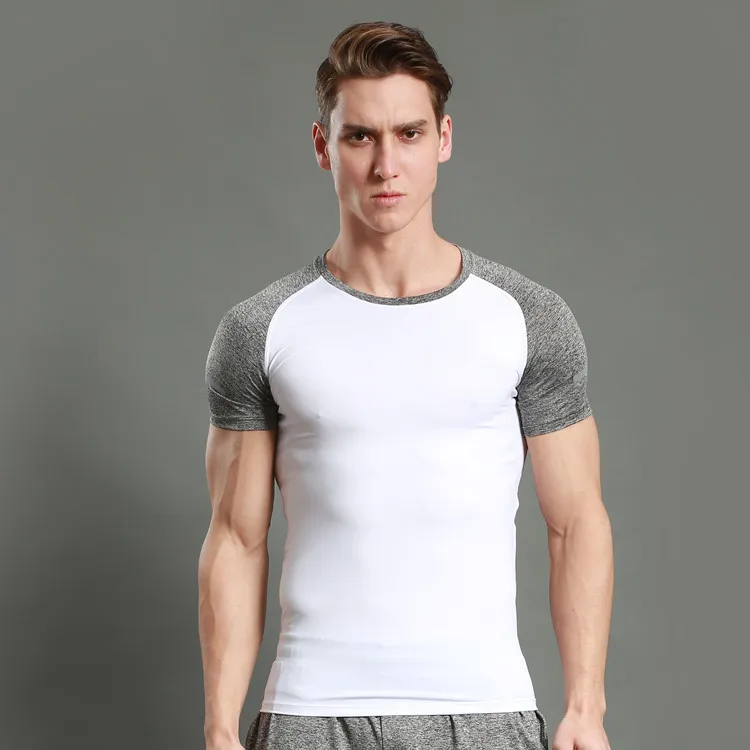 

New Sports Running T-shirt O-Neck Tights Fitness Short Sleeve Men's Quick Dry Moisture Wicking Stretch Compression Shirt