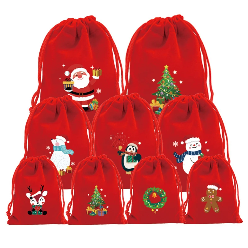 

Creative Santa Claus Sack Gift Presents Bag Christmas Tree Candy Apple Bags Flannel Bag Bottle Gift Bag Xmas Decoration