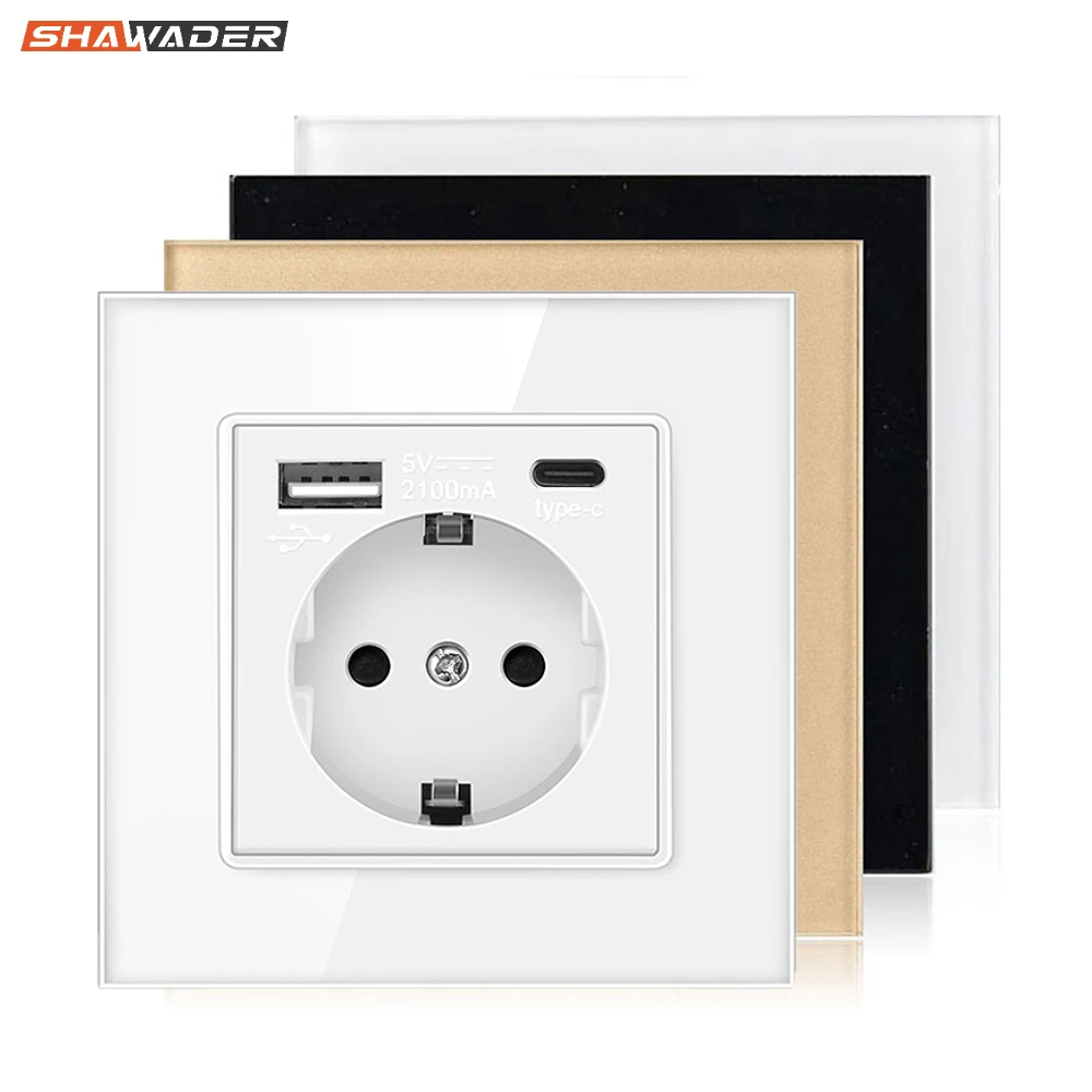 Eu Electrical Plug 16a Power Glass Panel Home Office Kitchen