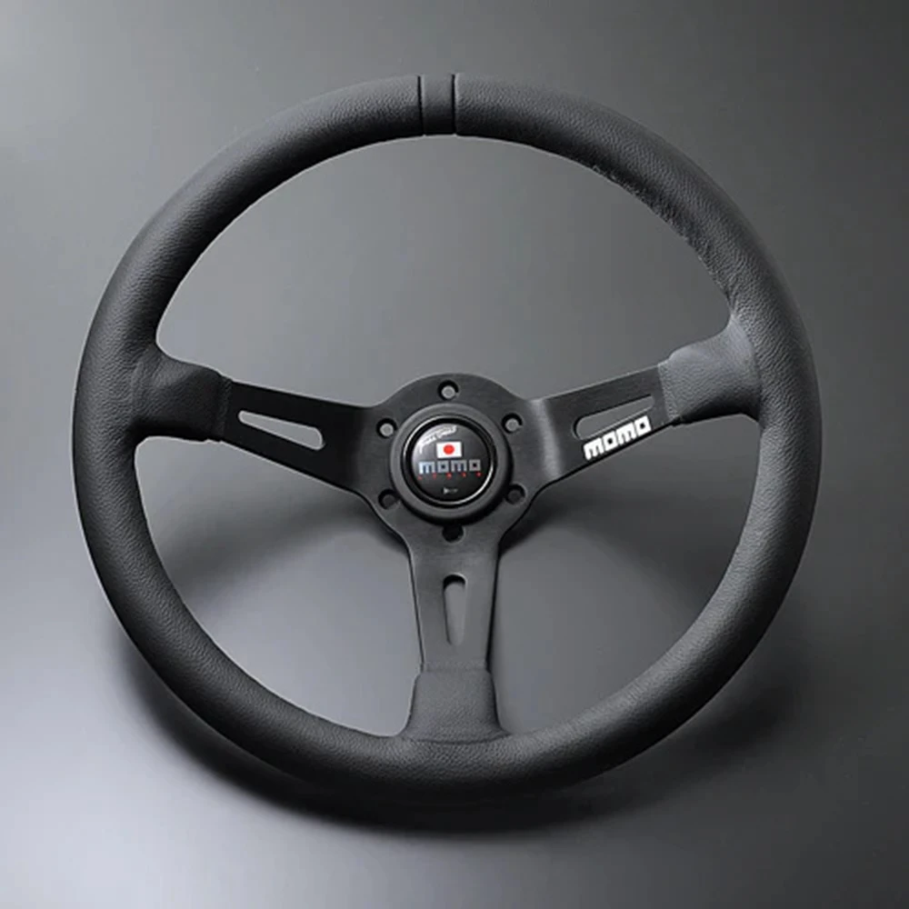 

Universal 14Inch 350mm MOMO Racing Steering Wheel Car Rally Real Leather JDM Steering Wheel Volante For HONDA Volvo TOYOTA BMW