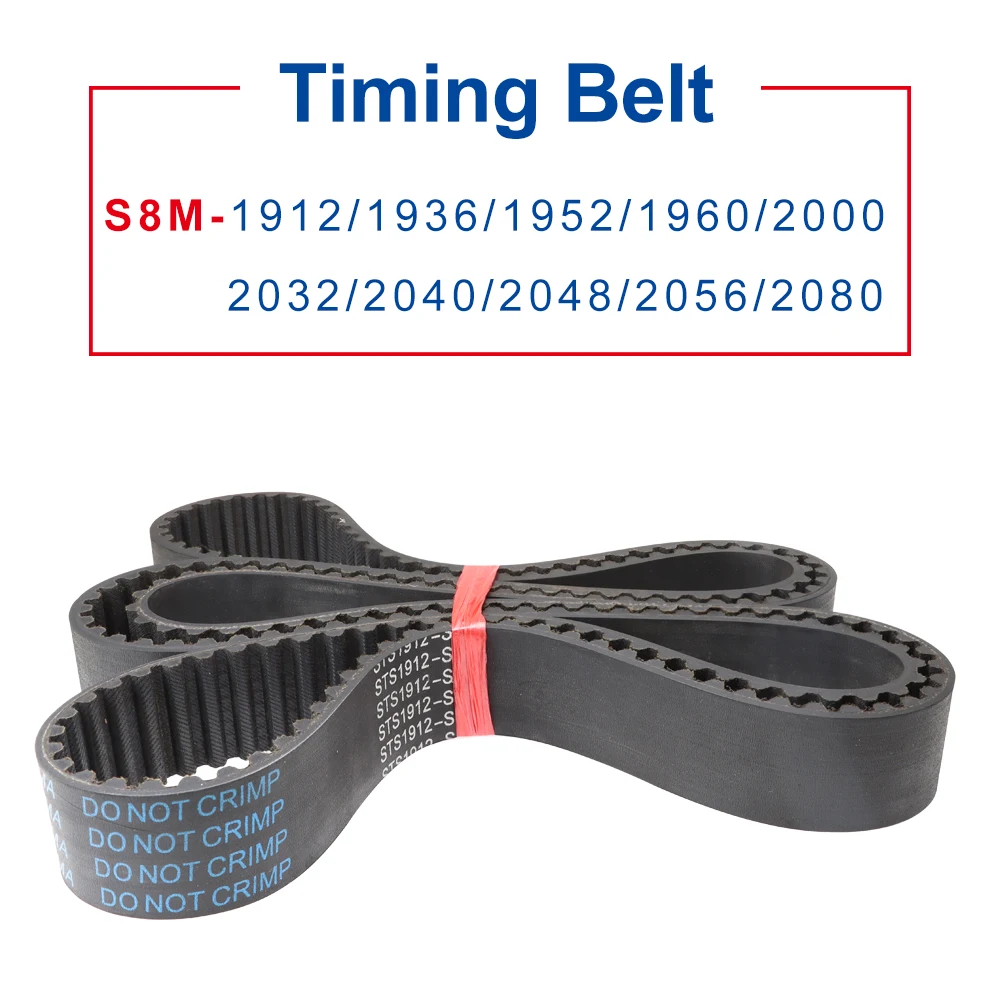 

1 Piece Timing Belt S8M-1912/1936/1952/1960/2000/2032/2040/2048/2056/2080 Rubber Belt Width 20/25/30/40mm For 8M Alloy Pulley