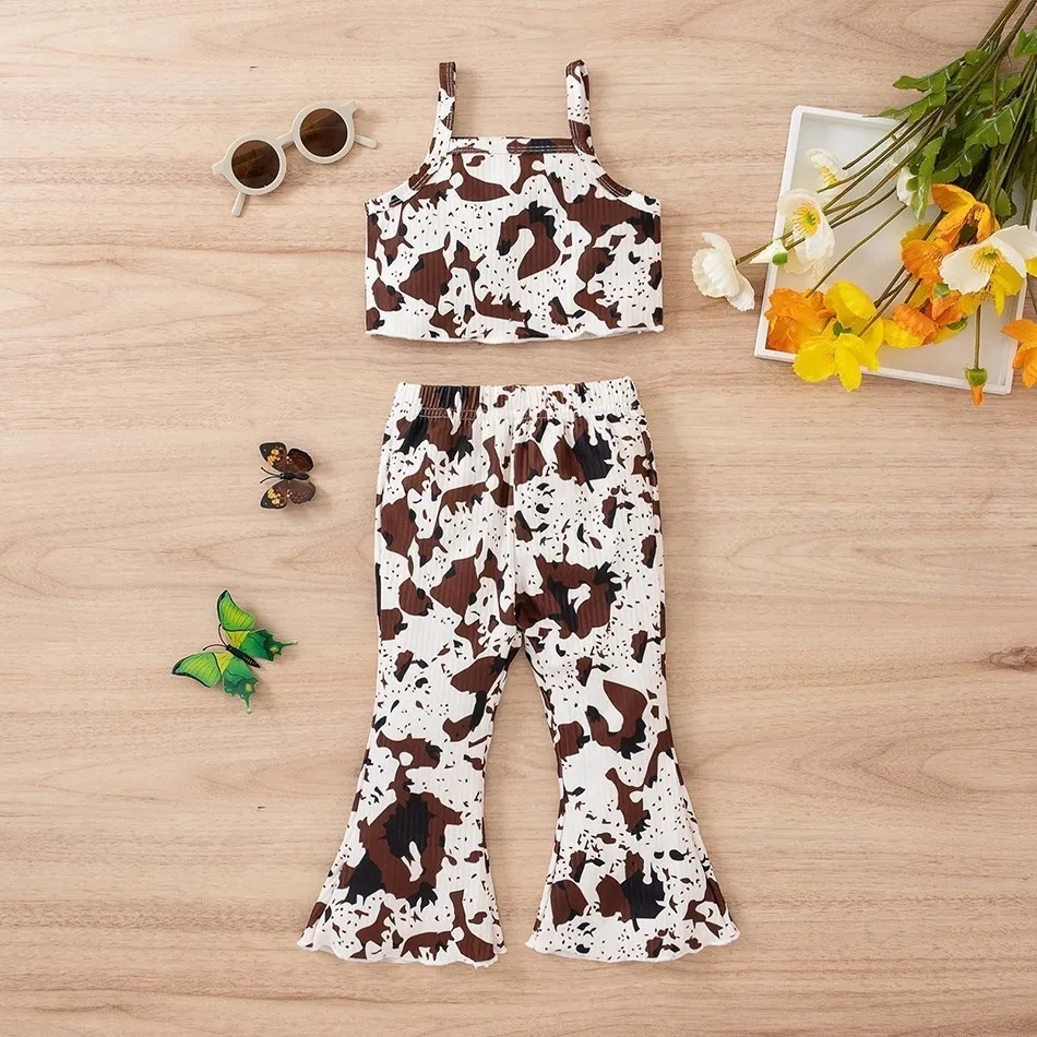 Kids Cotton Clothing Sets New Summer Girls Print Outfits Casual Clothes Baby Girl Cool Clothes Fashion Children Suits 2-6Y